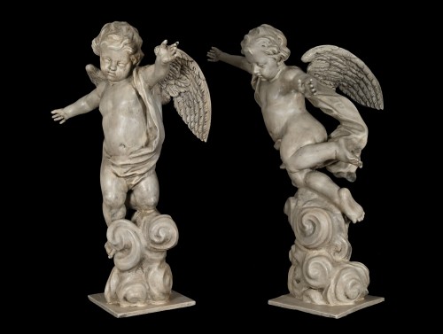 Sculpture Sculpture en Bois - Paire d'anges en bois, Anvers vers 1720