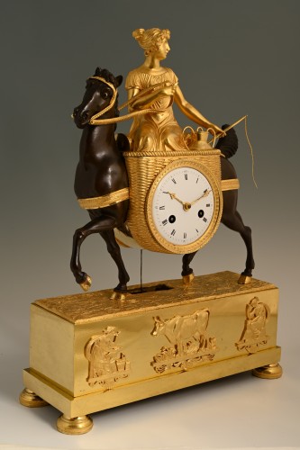 Empire mantel clock &#039;Milkmaid on horse&#039; - Horology Style Empire