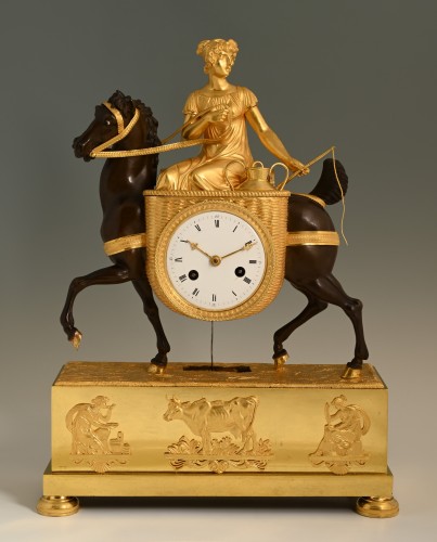 Empire mantel clock &#039;Milkmaid on horse&#039; - 