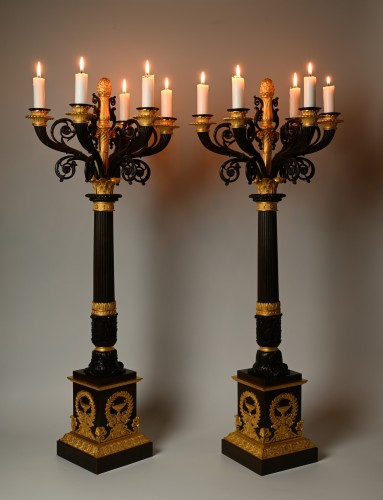 Antiquités - A pair of large Empire candelabra