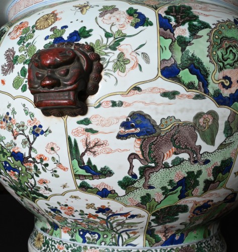 Porcelain & Faience  - An impressive pair of very large Kangxi-style fish bowls, cachepots.