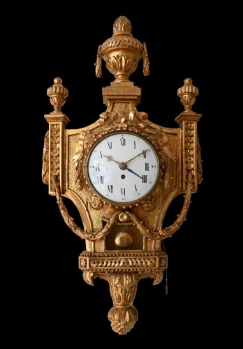 A carved gilded wooden Cartel with alarm function - Horology Style Louis XVI