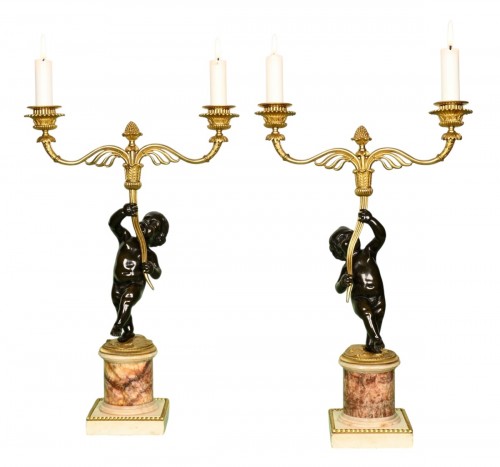Paire de chandeliers anglais avec du Blue John