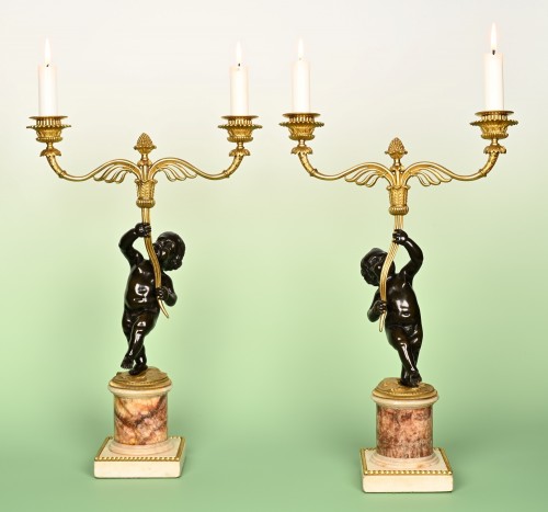 Paire de chandeliers anglais avec du Blue John - Luminaires Style 