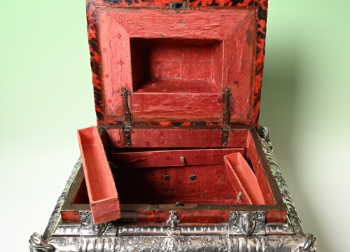  - A document chest covered in tortoiseshell and fitted with silver