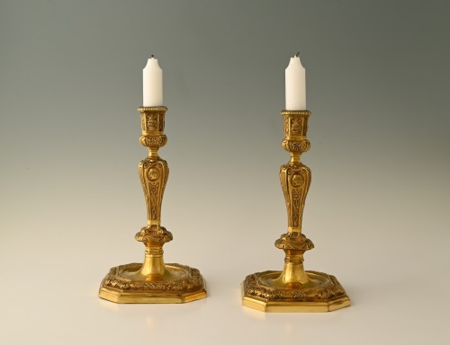 Pair of candlesticks, 18th century - Lighting Style Louis XIV