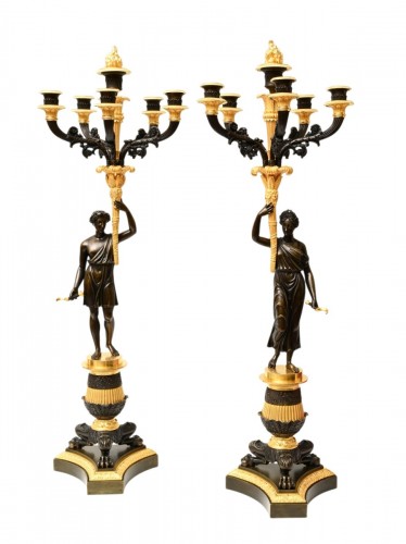 Impressionnante paire de candélabres époque Empire