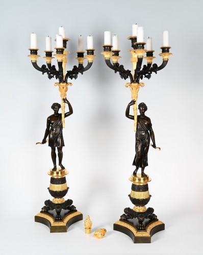Impressionnante paire de candélabres vers 1820 - Luminaires Style Restauration - Charles X