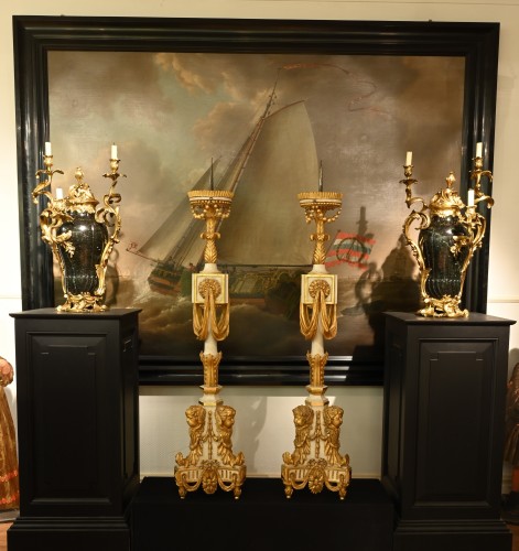 Lighting  - Pair of Louis XVI Giltwood Torchères