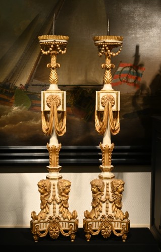 18th century - Pair of Louis XVI Giltwood Torchères