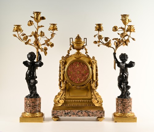 Horlogerie Pendule - Henry Dasson – Importante garniture de cheminée