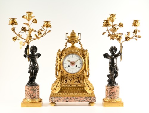 Antiquités - Henry Dasson – Importante garniture de cheminée