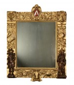Cadre de miroir doré orné de superbes sculptures sur bois, Flandre fin du XVIIe siècl