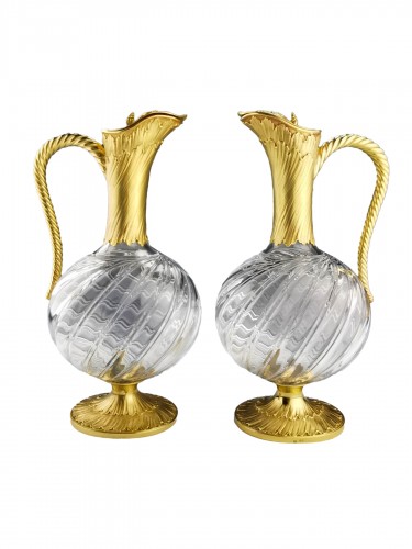 Pair of crystal and vermeil decanters by Odiot