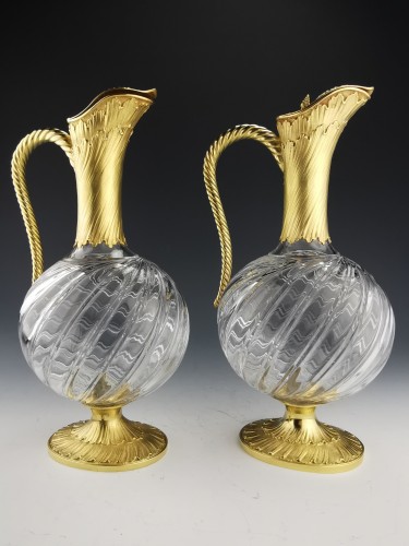 Pair of crystal and vermeil decanters by Odiot - 