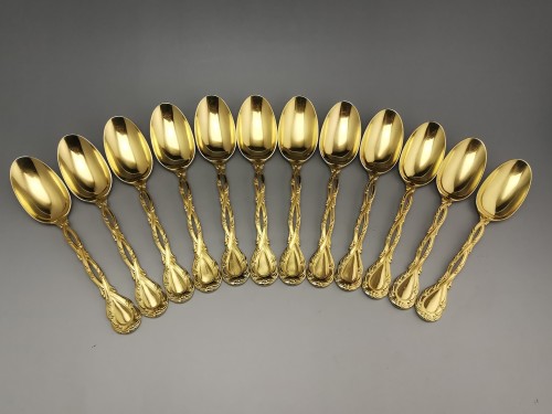 Odiot -  &quot;Trianon&quot; gilded silver Cutlery Set - 