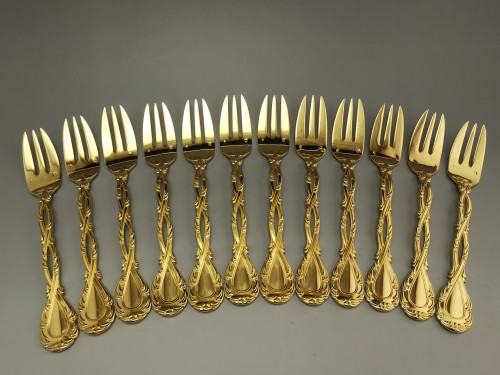  - Odiot -  &quot;Trianon&quot; gilded silver Cutlery Set
