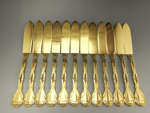 Antiquités - Odiot -  &quot;Trianon&quot; gilded silver Cutlery Set