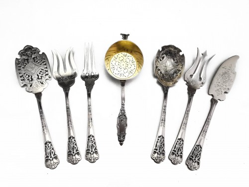 Puiforcat "fer De Lance" - Set Of Mignardises/tea Service Pieces Silver
