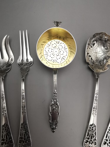 silverware & tableware  - Puiforcat &quot;fer De Lance&quot; - Set Of Mignardises/tea Service Pieces Silver