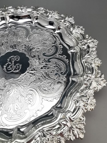 Odiot - Tripod Presentation Dish .950 Silver, Paris 1819-38 - silverware & tableware Style 