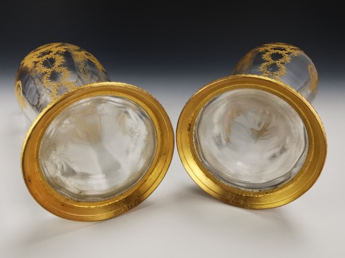  - Pair Of Large Crystal Vases - Bronze/gilded Brass Frame