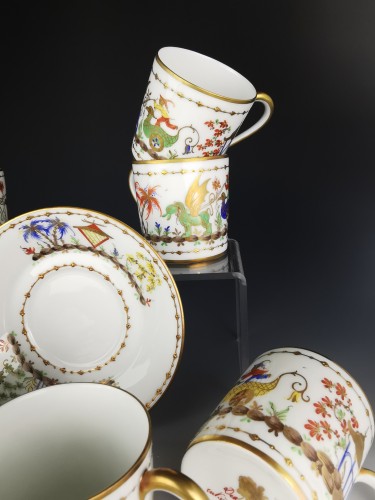 Porcelain & Faience  - Le Tallec - &quot;Chinese Circus&quot; Service 6 Porcelain Cups
