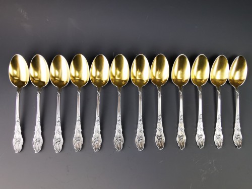  - Ravinet d&#039;Enfert - Set Of 12 Art Nouveau Iris Decor Spoons Silver Minerve