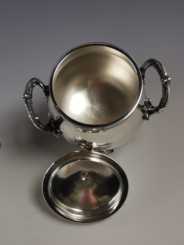 Antiquités - Christofle - Service a thé café "Pompadour" en métal argenté