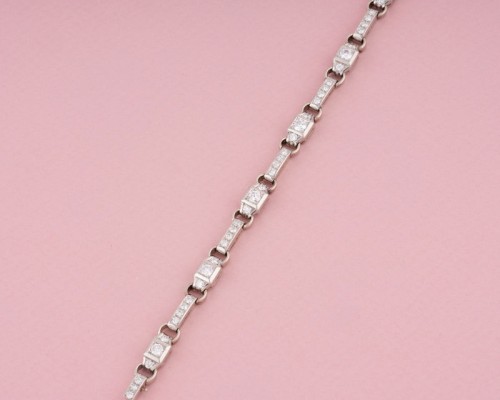 Bracelet Art Déco en or 18K et diamants - Bijouterie, Joaillerie Style Art Déco