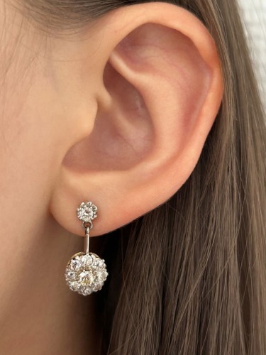 Antiquités - Antique yellow gold and diamond drop earrings