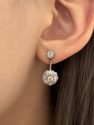 Antiquités - Antique yellow gold and diamond drop earrings