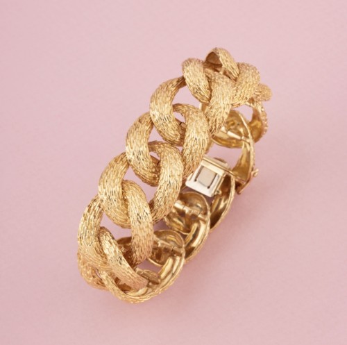 Yellow gold curb chain bracelet - Antique Jewellery Style 
