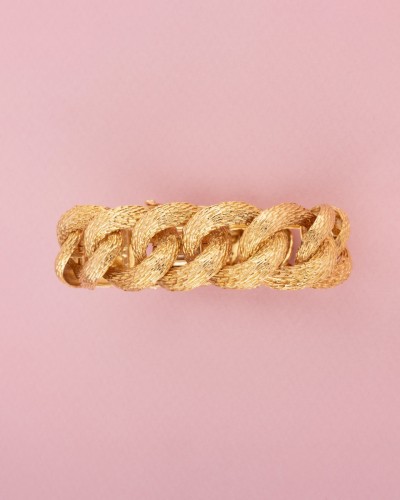 Yellow gold curb chain bracelet - 