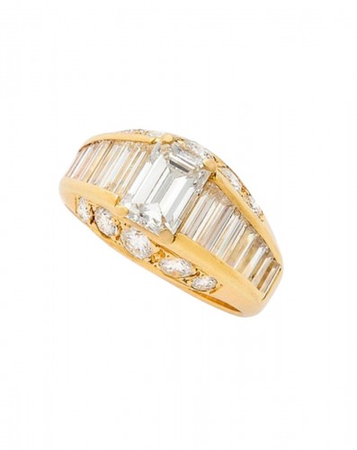 Yellow gold and diamond ring