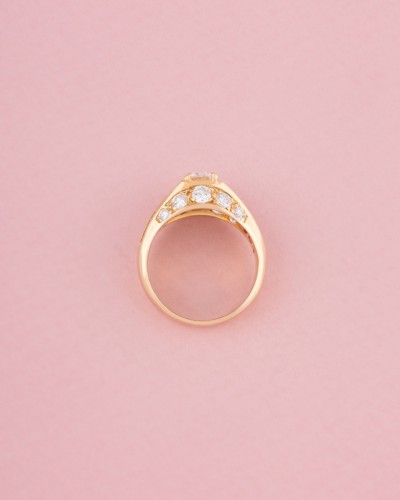 XXe siècle - Bague en or jaune et diamants