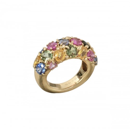 CHAUMET  - Tutti-frutti ring in yellow gold set with sapphires