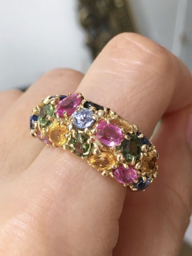 CHAUMET  - Tutti-frutti ring in yellow gold set with sapphires - Antique Jewellery Style 