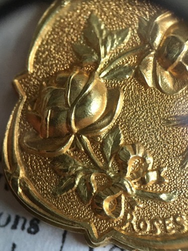 Antiquités - Art Nouveau yellow and green gold photo locket pendant