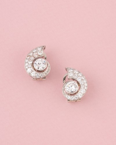 Paire de clips d'oreilles Art Déco "Coquillages" - Bijouterie, Joaillerie Style Art Déco