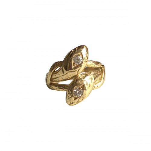 Bague en or jaune représentant deux serpents