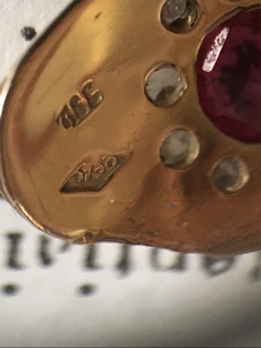 Antiquités - Bague ancienne en or rose en forme de serpent