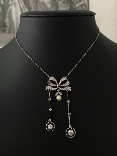 Collier négligé Belle Époque en or jaune - Bijouterie, Joaillerie Style 