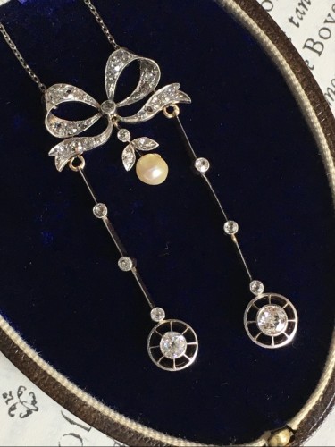 XXe siècle - Collier négligé Belle Époque en or jaune