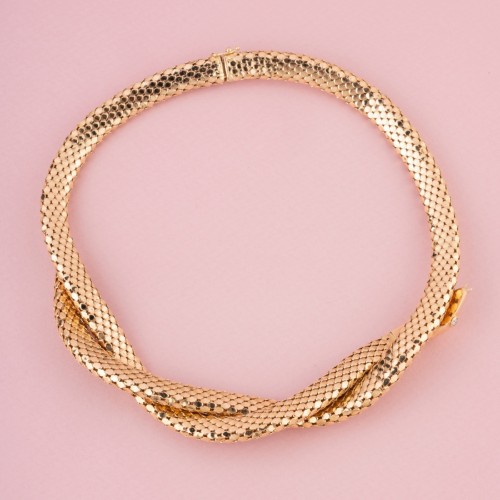 Collier en or jaune en forme de serpent et diamants - Maison Tres Or