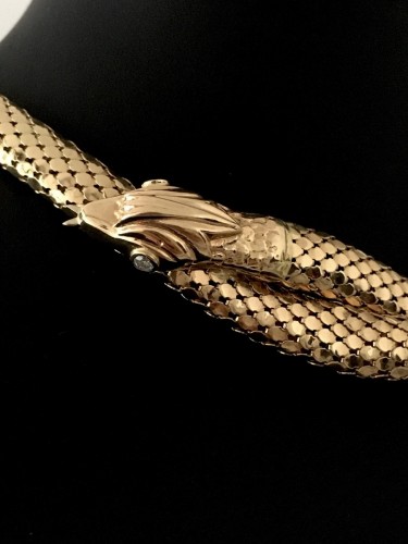  - Collier en or jaune en forme de serpent et diamants