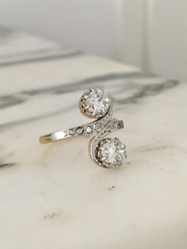 Bijouterie, Joaillerie Bagues - Bague toi et moi Belle Époque en or jaune et diamants