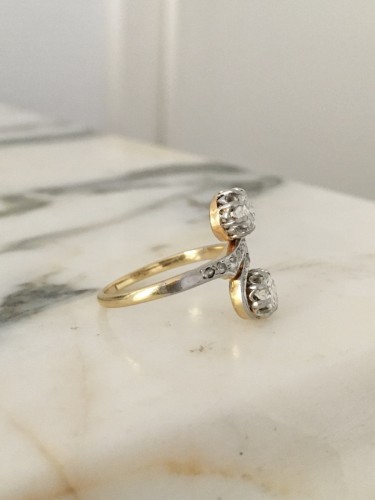 Bague toi et moi Belle Époque en or jaune et diamants - 