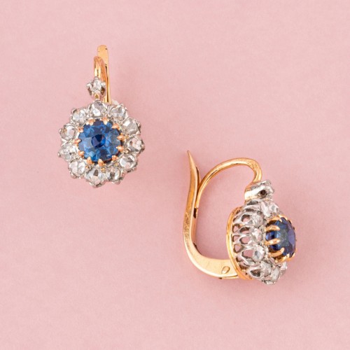 Antique Jewellery  - Belle époque 18k rose gold sleeper earrings