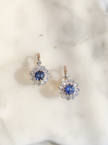 20th century - Belle époque 18k rose gold sleeper earrings